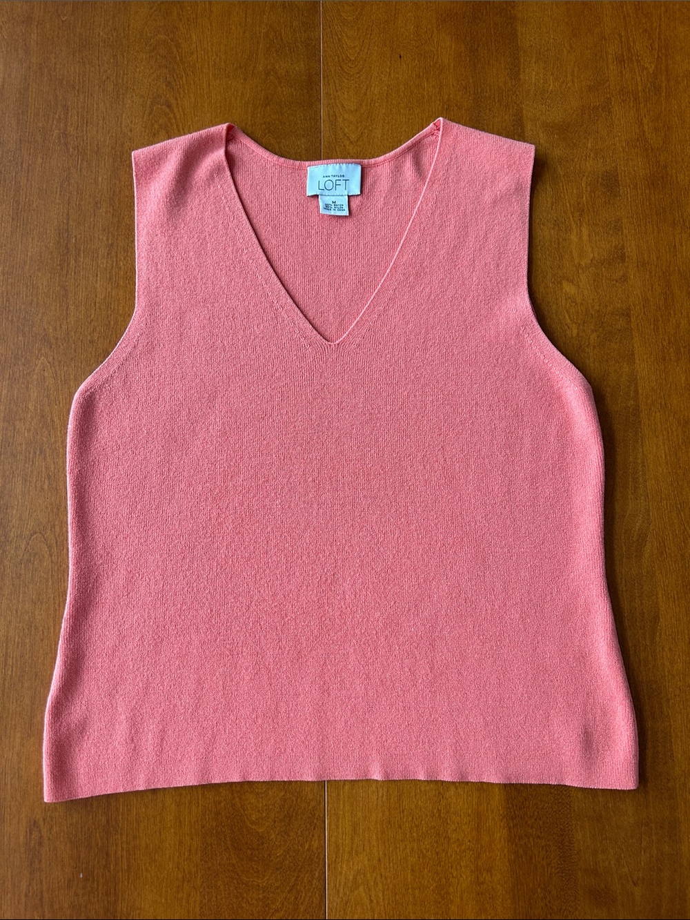 LOFT orange Sleeveless V-Neck Knit Top